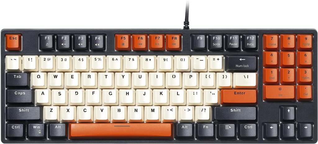 Havit Mechanical Keyboard, Wired Compact PC Keyboard with Number Pad Red Switch Mechanical Gaming Keyboard 89 Keys for Computer/Laptop (Black)
