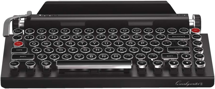 QWERKYTOYS Qwerkywriter S Typewriter Inspired Retro Mechanical Wired  Wireless Keyboard with Tablet Stand