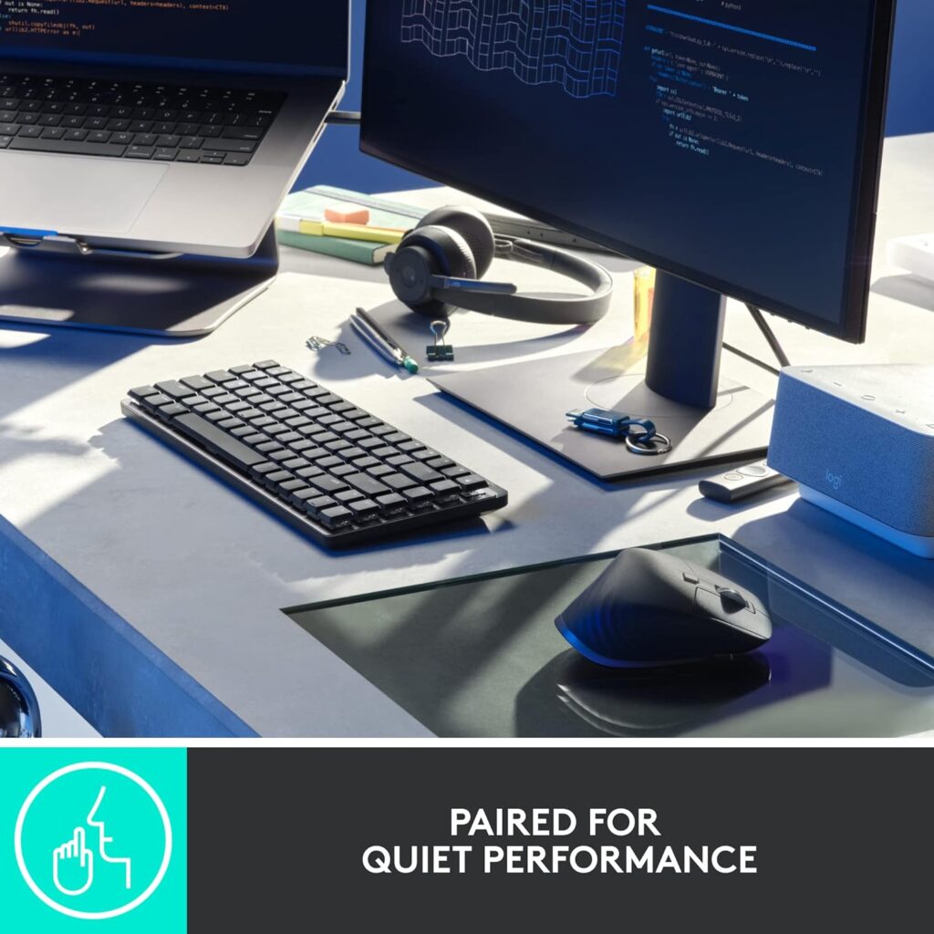 Logitech MX Mechanical Wireless Illuminated Performance Keyboard, Tactile Quiet Switches, Bluetooth, USB-C, macOS, Windows, Linux, iOS, Android, Graphite - With Free Adobe Creative Cloud Subscription